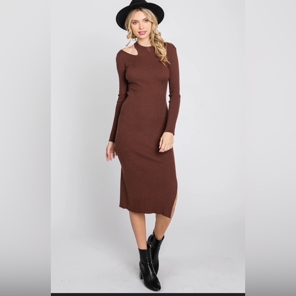 🔥 Böhme Chocolate Brown Fitted Cutout Midi-dress. Small BNWOT - Picture 8 of 8